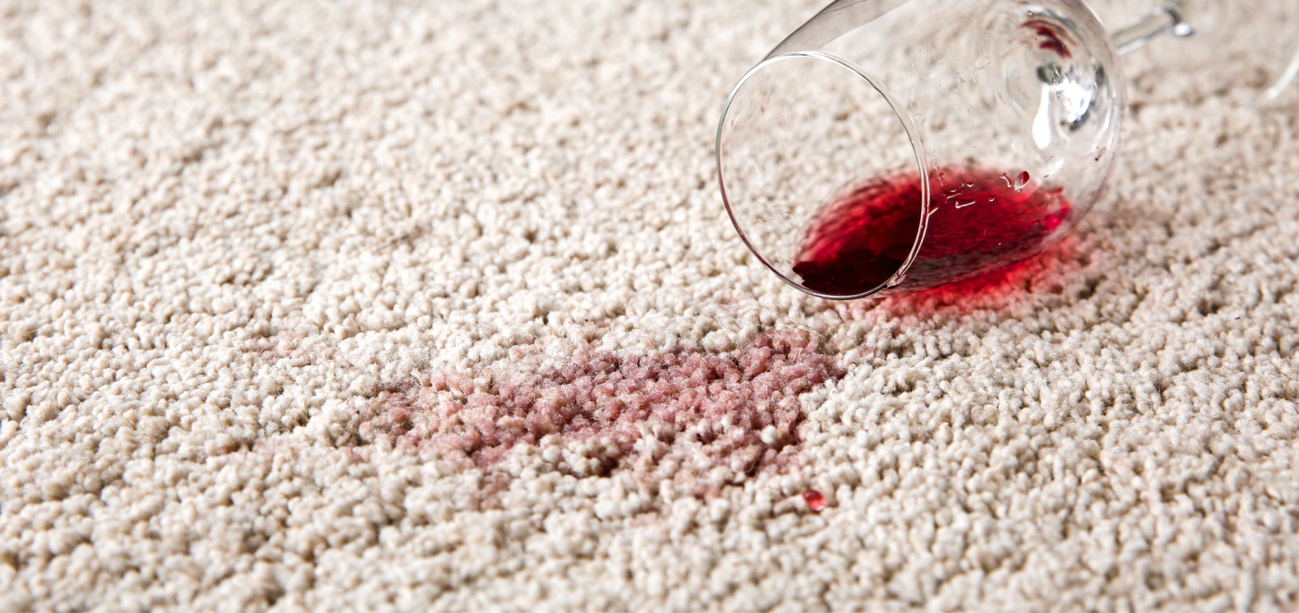 wine glass spilled on a carpet